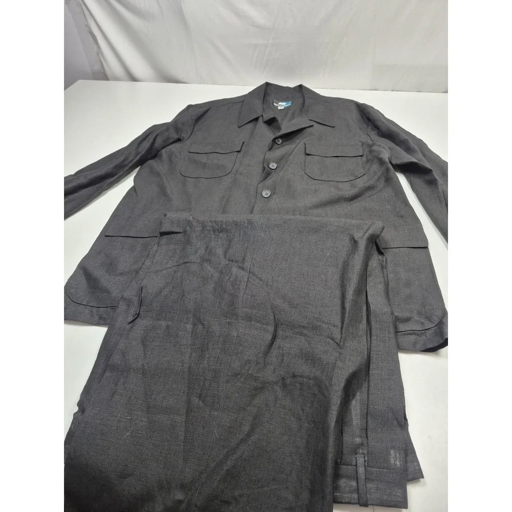 VTG Millenia Suit Men's 3XL Big Tall Black 100% Linen 48x36 USA Relaxed Fit